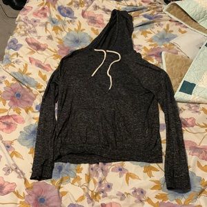 Marled black hoodie with front pocket